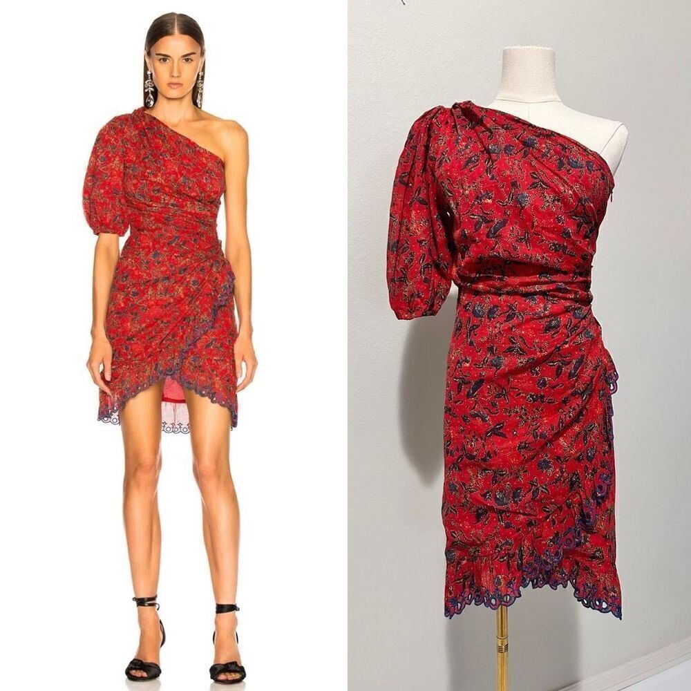 Isabel Marant Etoile Esther Dress EU34/ US 2 Boho One Shoulder Cocktail